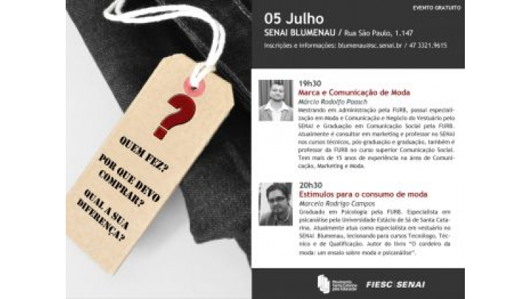 Senai Blumenau promove evento gratuito sobre o mercado da moda