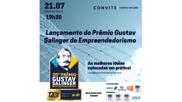 Edição 2021 do Prêmio Gustav Salinger de Empreendedorismo será lançada nesta quarta (21)