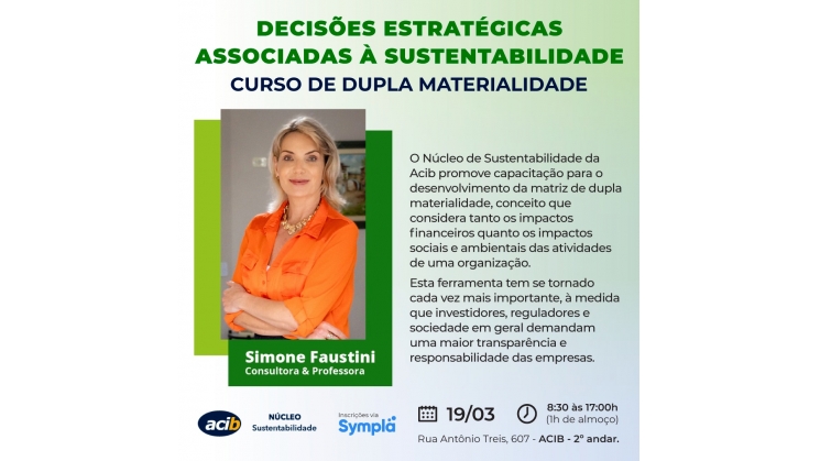 Acib promove Curso de Dupla Materialidade com Simone Faustino