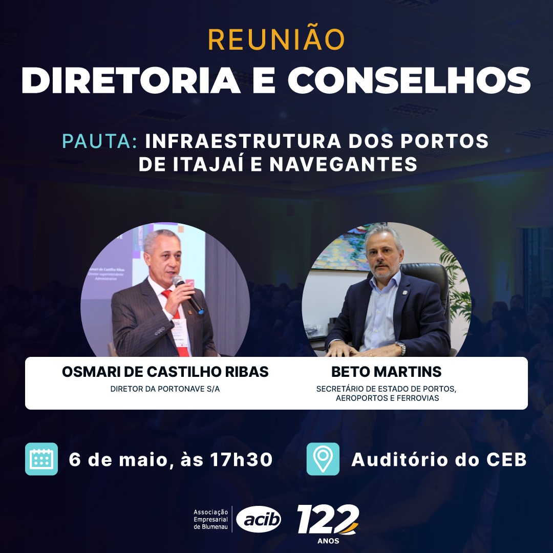 Acib debaterá infraestrutura dos portos de Itajaí e Navegantes na próxima segunda-feira