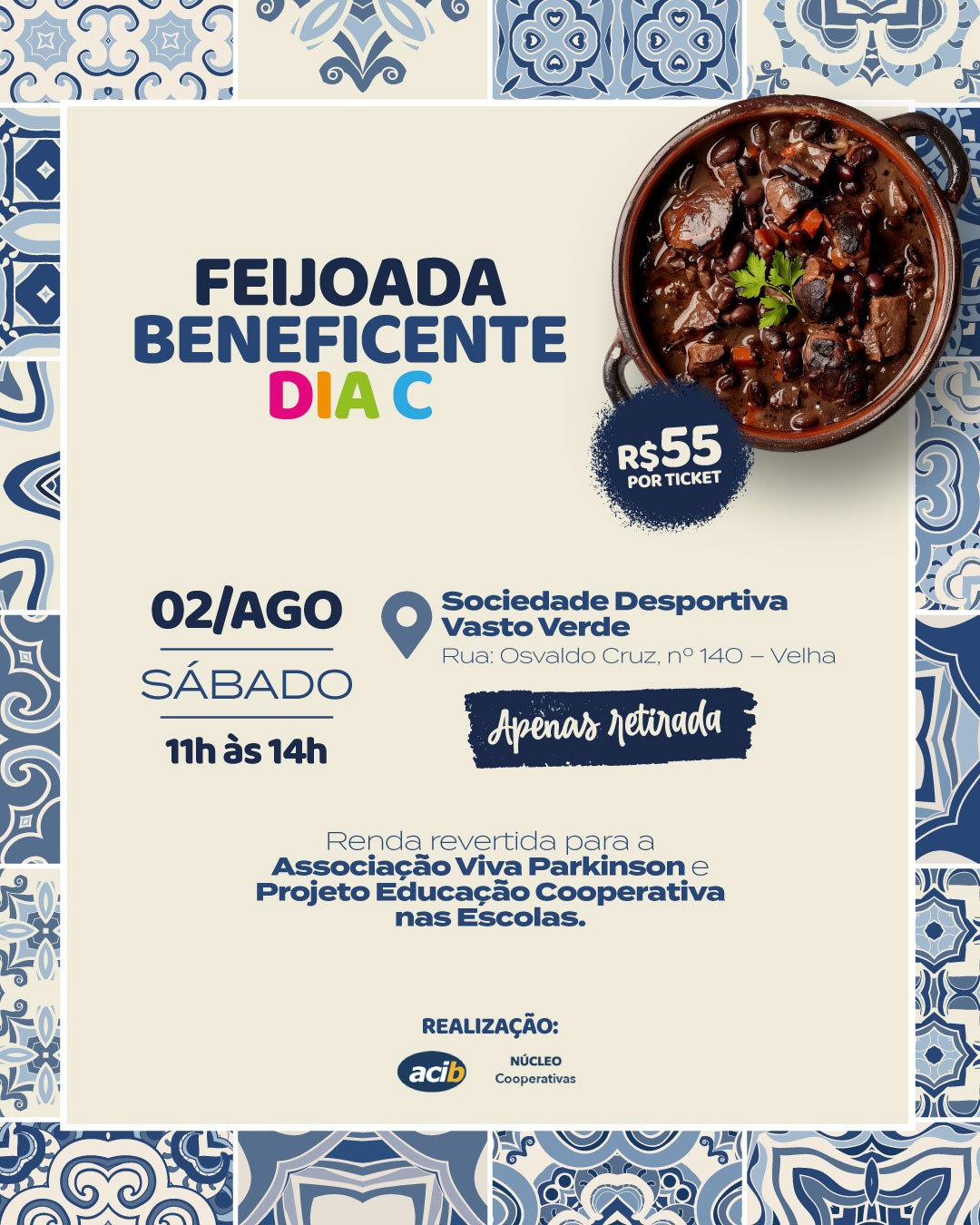 Feijoada Beneficente promovida pelo Núcleo de Cooperativas ajudará causas assistenciais